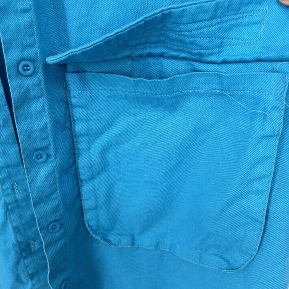 PLT Pretty Little Thing Blue Shacket Button Front Pockets Lightweight Size 8 - Picture 6 of 11